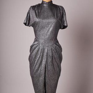 1980s Bodycon Metallic Wiggle Dress